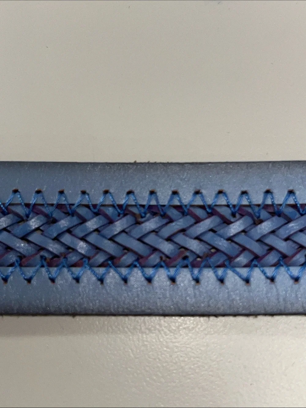 J. Crew Pale Blue Braided Leather Belt with Antique Brass Rings XS/S - Picture 12 of 13